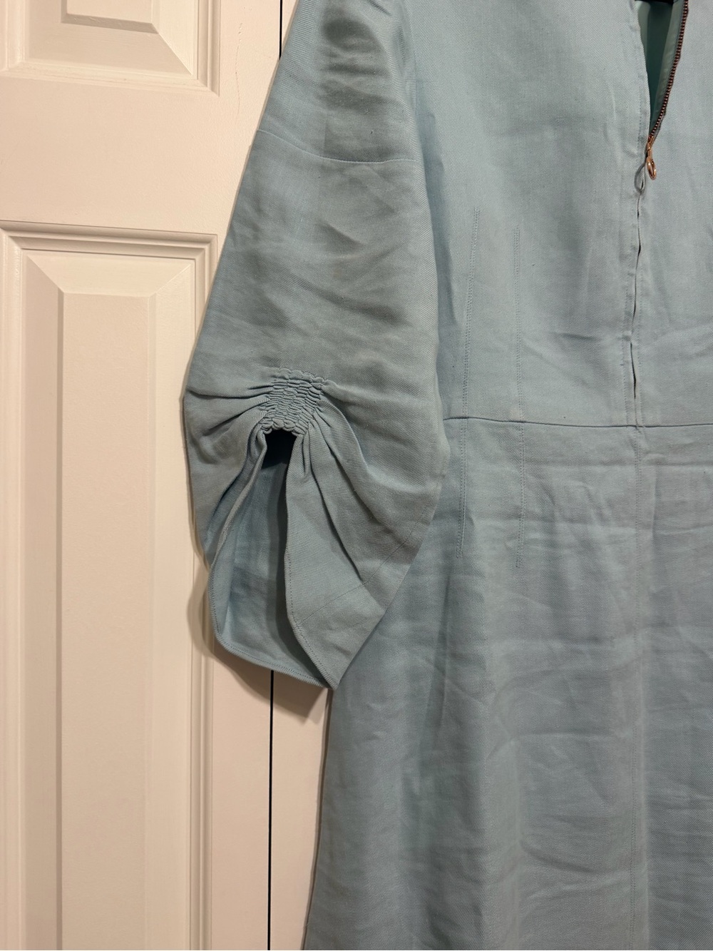 Tibi Marta Smocked Blue Linen Dress - Picture 8 of 15